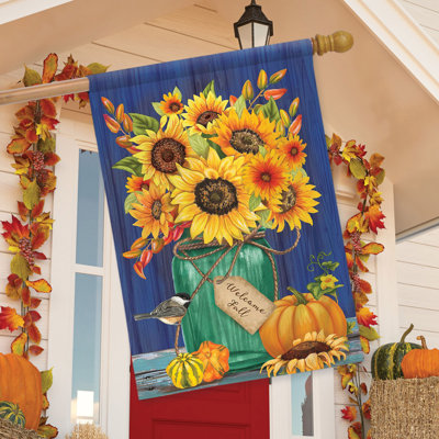 Drapeau d'automne des pots de tournesols Mason