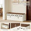 Banc de rangement pour chaussures Farmhouse avec coussin et portes, banc d'entrée avec panneaux en filet ventilé, rangement à 2 niveaux blanc rustique pour la chambre à coucher et le salon