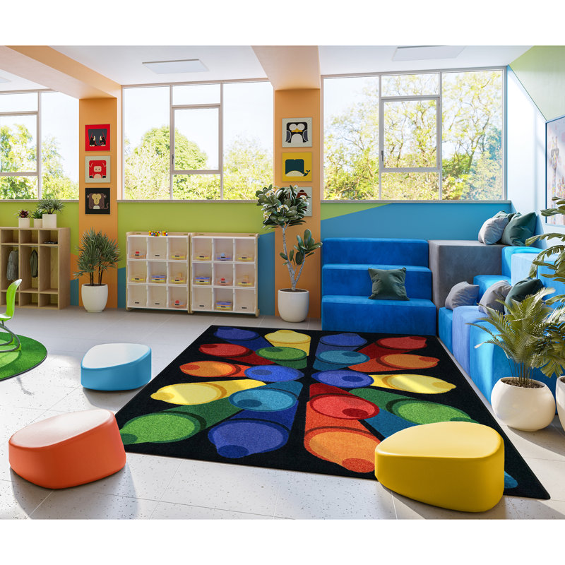 Tapis de couleur néon 5 pi 4 po x 7 pi 8 po Colorific, Rectangle 92 po x 64 po