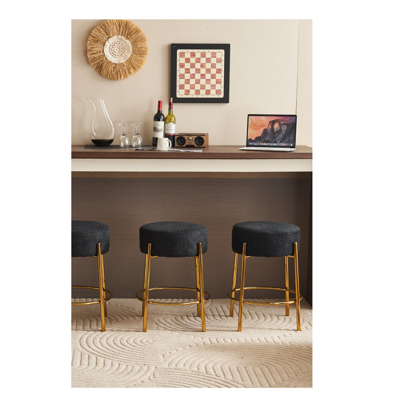 24 po de hauteur, tabourets de bar ronds, ensemble de 2 - Tabourets de salle à manger rembourrés contemporains pour les cuisines, les cafés et les bars - Comprend des pieds de support robustes