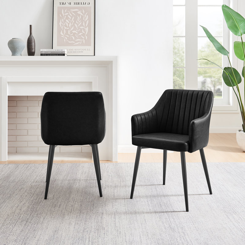 Ivy Bronx Cleother Faux Leather Dining Chairs -Bucket Tub Seat