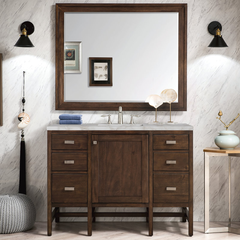 Addison Single Vanity, Mid-Century Acacia, Victorian Silver, 8" Widespread