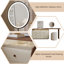 Ensemble coiffeuse 47,24 "brun et blanc avec commode, tabouret de maquillage et miroir