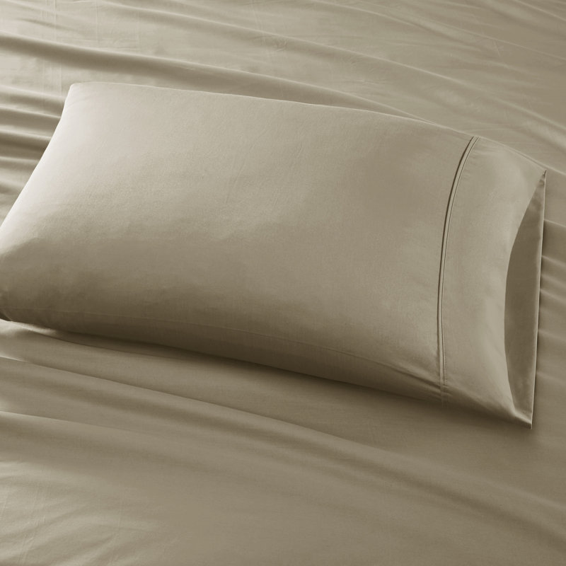 Ensemble de draps en mélange de coton 800 fils, Ensemble de draps pour grand lit + 1 drap-housse +, Kaki