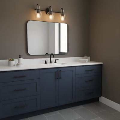 Hollis 3-Light Matte Black Vanity Light