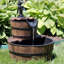Fontaine d'extérieur brune à 2 niveaux avec pompe à main décorative