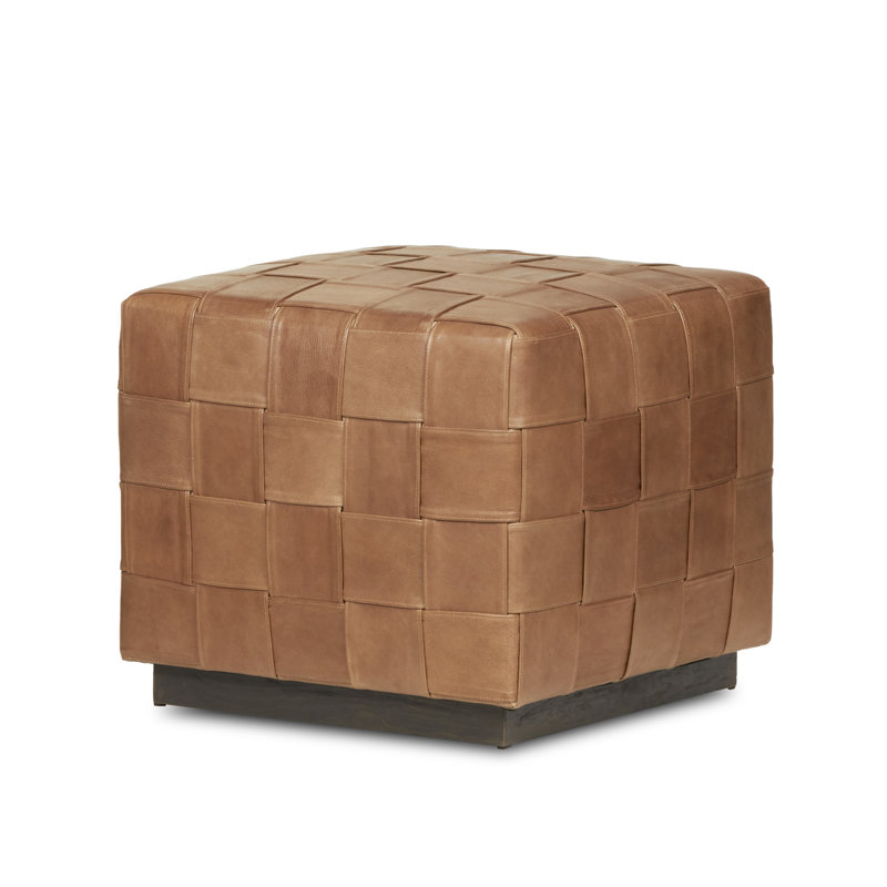 Weston Mirage Leather Ottoman Footstool In Light Tan, Lumber