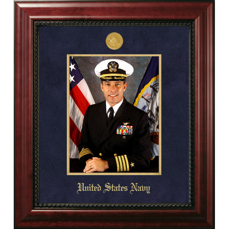 Cadre photo bleu marine portrait, Or, 18 po x 16 po