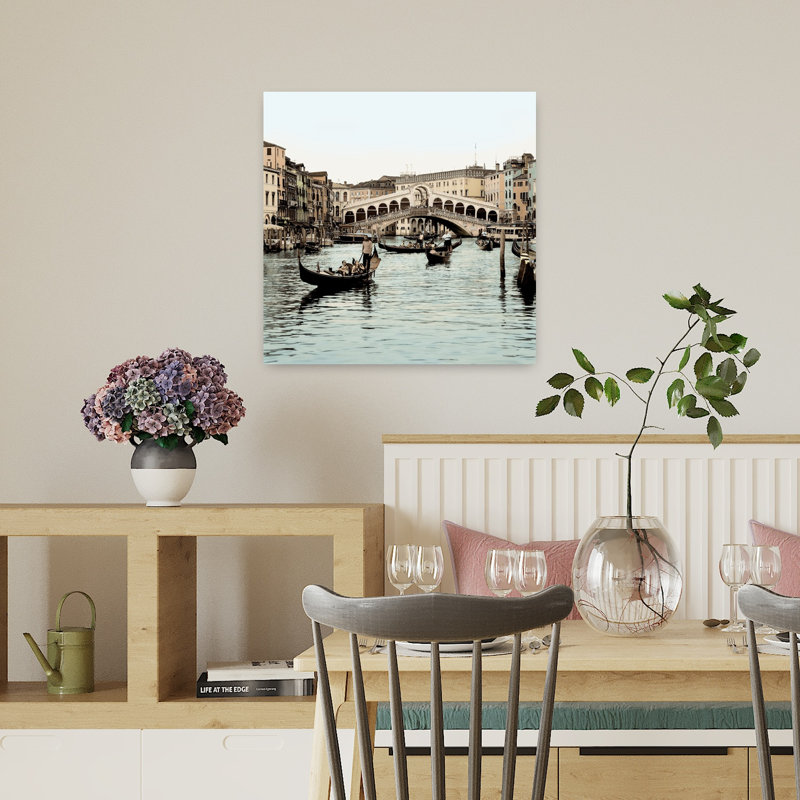 Ponte Rialto Con Gondolas, art de l'architecture contemporaine, H 18 po x l 18 po