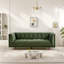 Canapé Vela Mid-Century moderne en velours avec dossier capitonné et pieds en bois massif-105268598
