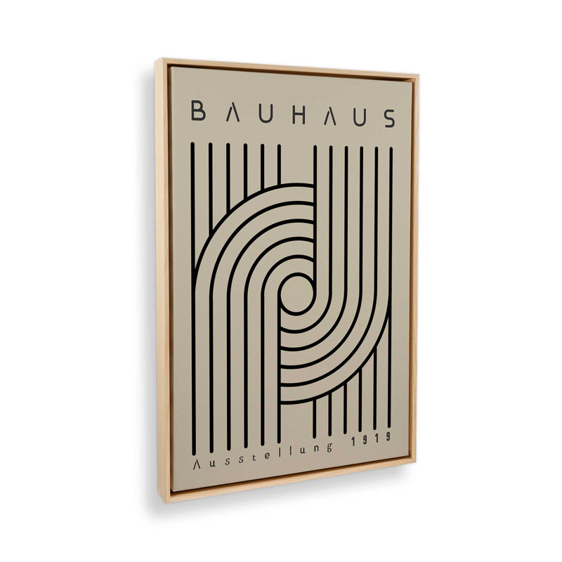 Impression sur toile monochrome Bauhaus Curves, H 48,75 po x l 32,75 po, Reproduction encadrée sans passe-partout
