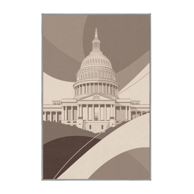Soft Plush Beecher Us Capitol Modern Area Rug in Gray – Gray Binding