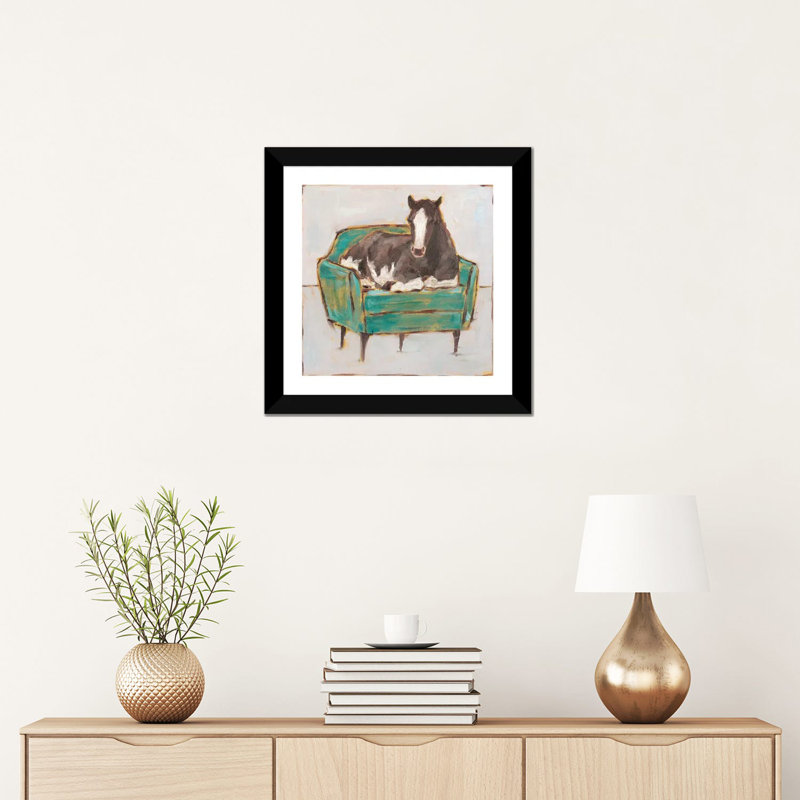 «Creature Comforts I» par Ethan Harper - reproduction d'art, H 16 po x l 16 po x p 1 po, Blanc, Papier encadré noir