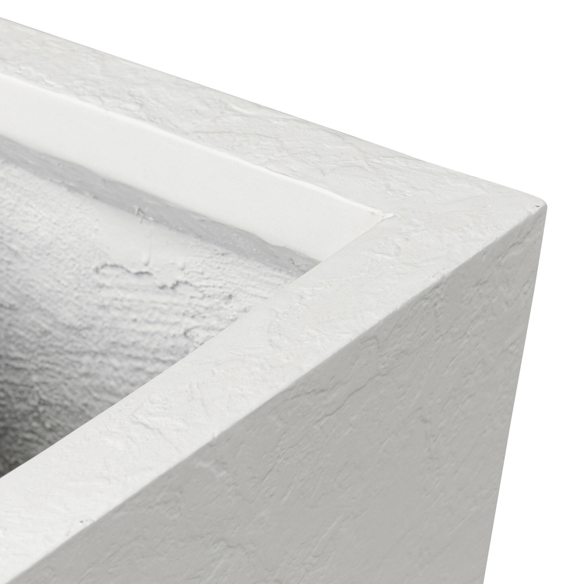 Nael Planter Box, Textured White Concrete, 32" H x 18" W x 18" D
