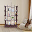 Bibliothèque à 5 niveaux avec armoires inférieures, bibliothèque étroite moderne pour le salon, la chambre à coucher et le bureau, capacité de charge de 50 kg / 110 lb-1590708778