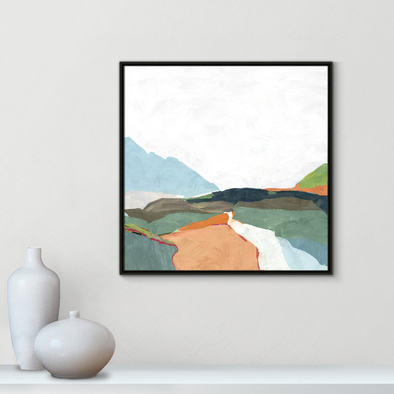 Addy April Morning - Floater Frame Painting on Canvas, 17.5" H x 17.5" W, Black