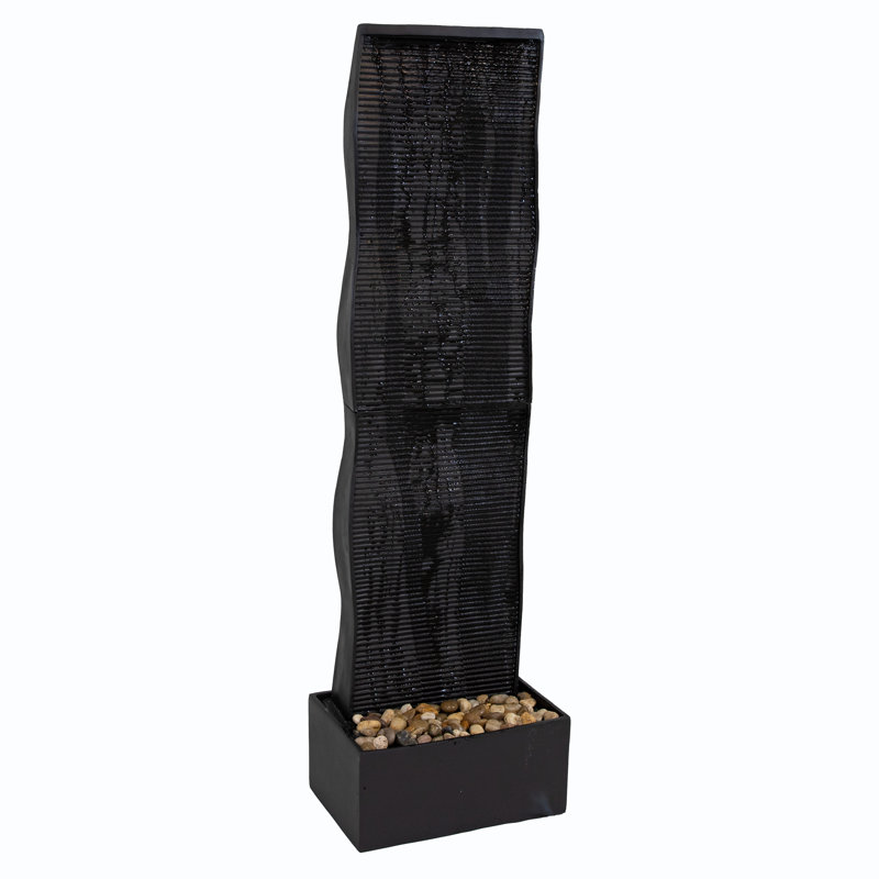 Curved Ridge Indoor Waterfall Fountain with Spotlight - 56"