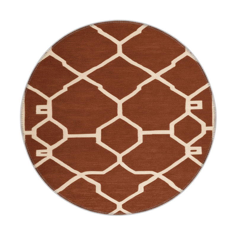 Tapis brun intérieur et extérieur Trellis, Rond 5 pi