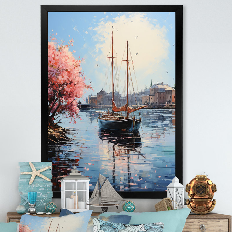 Port Docked Memories Pointillism II - Nautical & Beach Canvas Prints, Cadre photo noir, H 20 po x l 12 po x P 1 po