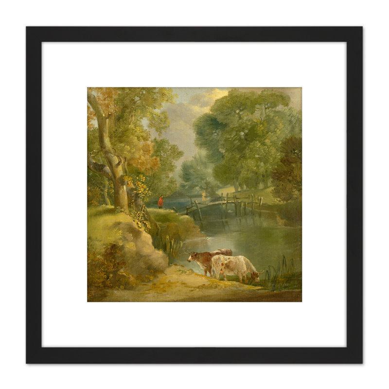 Style Of Gainsborough Riverside Landscape - Single Picture Frame Painting
