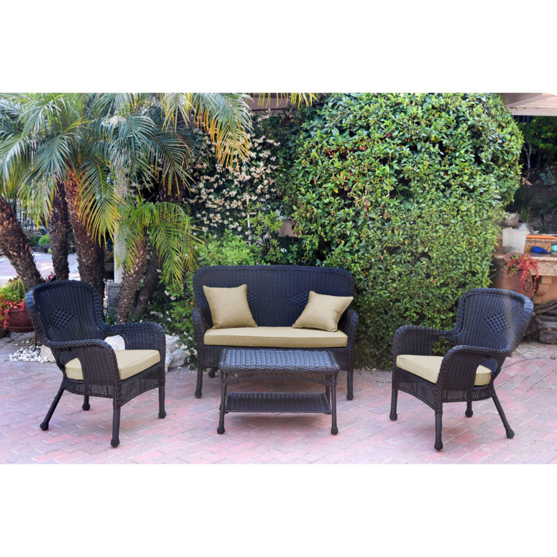 Ensemble de canapé avec coussins 4 pièces Bellas, Brun clair, Noir