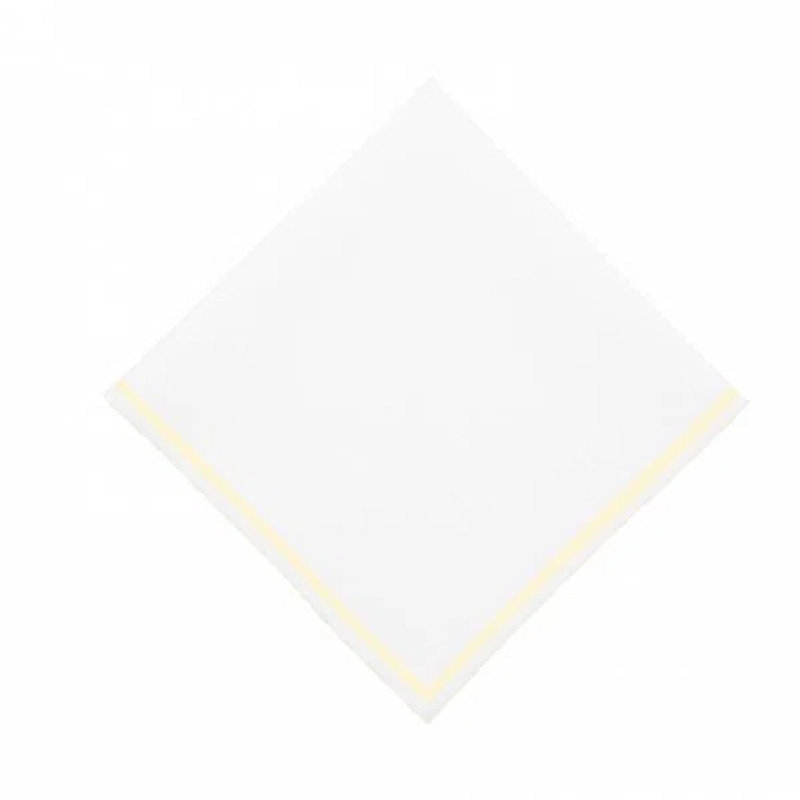 Single Embroidery Border Cotton Napkins (Set Of 4), 12" x 12", White/Ivory