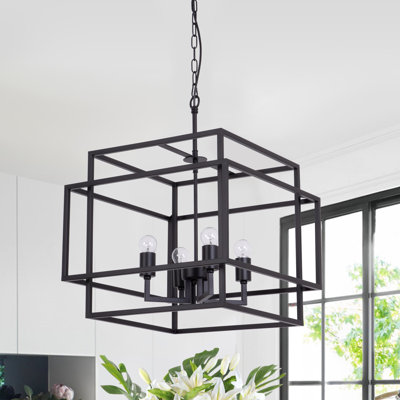 Worton 4 - Light Lantern Square Chandelier(18")