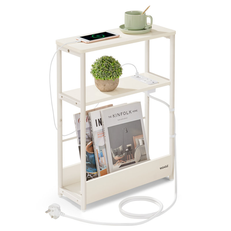 Antioch Floor Shelf End Table, White, White