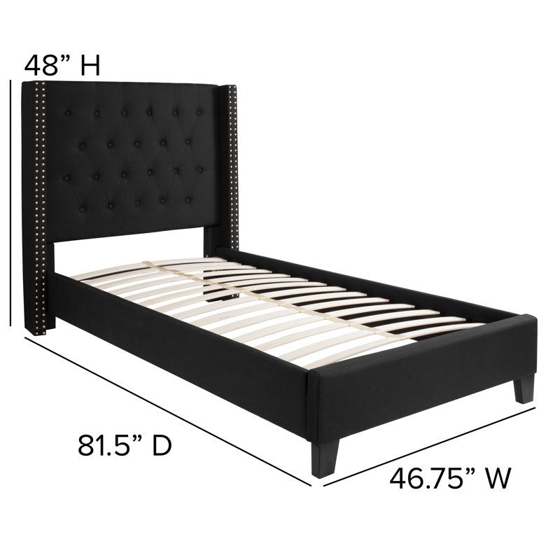 Riverdale Tufted Platform Bed with 10 Inch Pocket Spring Mattress, Twin, Black