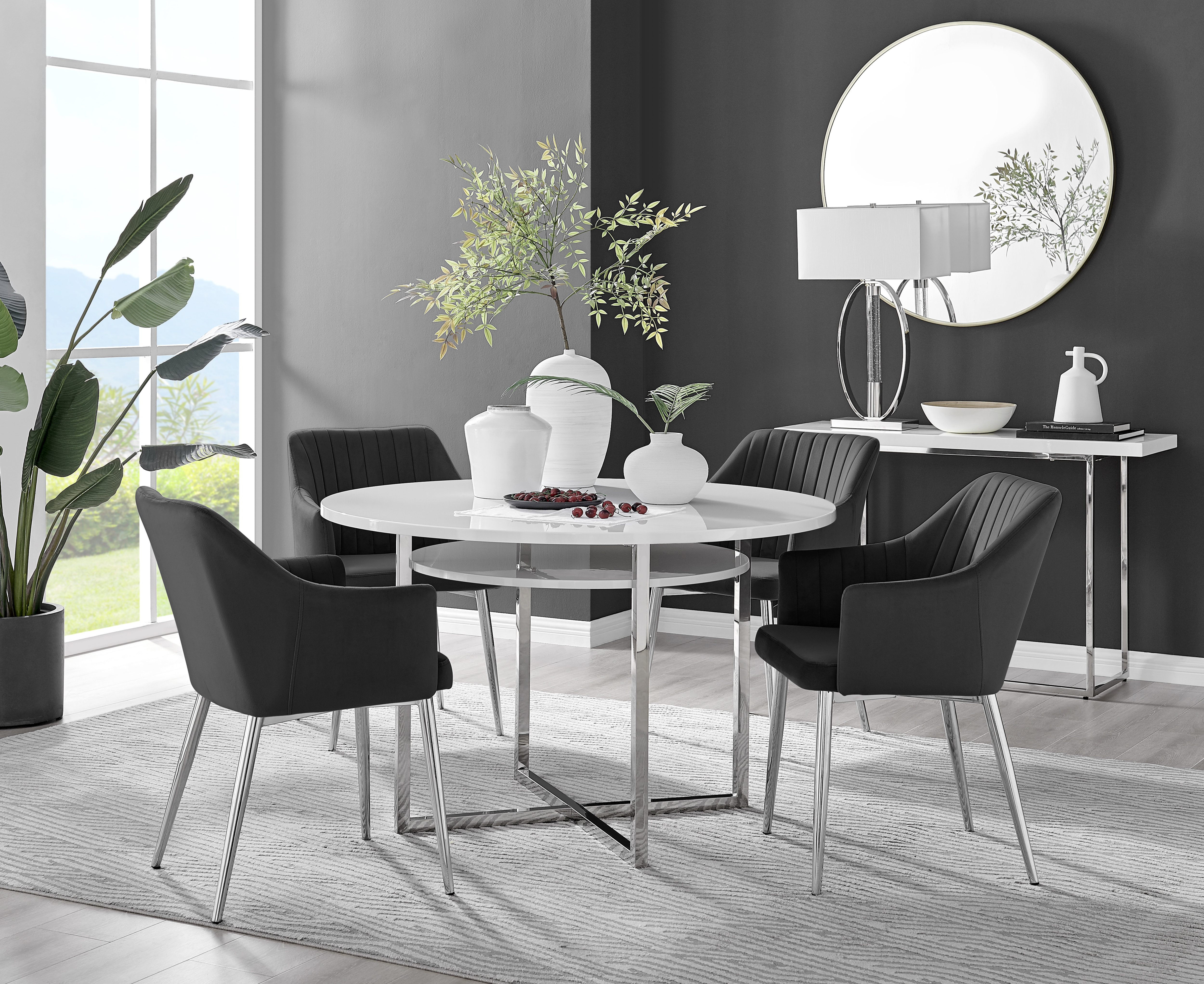 Round black deals dining chairs