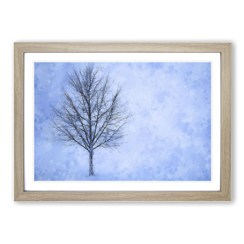 Tree in the Winter Vol.1 - Picture Frame Graphic Art, 48cm H x 65cm W x 2cm D, Oak