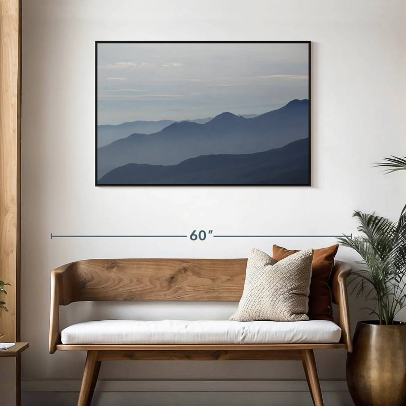 Foggy Mountain Range, Floating Frame Black, 43" X 29"