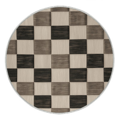 Machine Washable Checkered Beige Area Rug