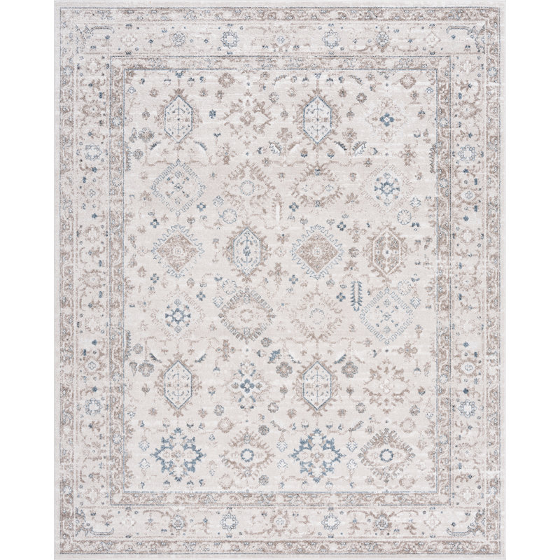Saxton Oriental Indoor Polypropylene & Polyester Area Rug, Blue, Rectangle 5'3'' x 7'3''