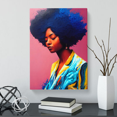 CAN-V0523-2939X Woman With Afro Pouring - Wrapped Canvas Print