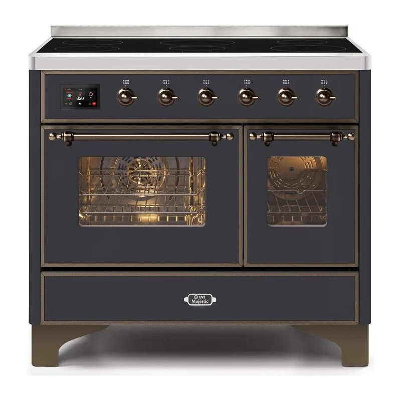ILVE Majestic II Series 40 inch Induction Range with 6 Induction Elements (Glass Door), Matte Graphite/Bronze