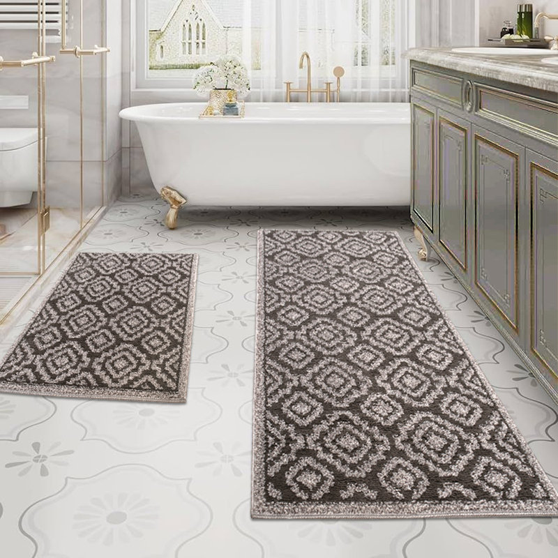 Manarel Floral Bath Rug Set, 24"W x 59"L / 24"W x 35"L