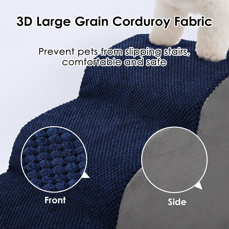 Blue High Density Foam Dog Stairs with Non-Slip Surface