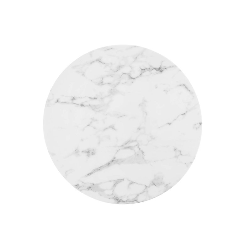Round Artificial Marble Dining Table by , 29.5" H x 27.5" W x 27.5" L, White, White