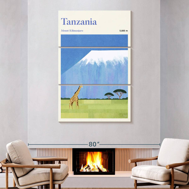 Affiche de voyage Masam Tanzanie Kilimanjaro, H 74 po x l 48 po