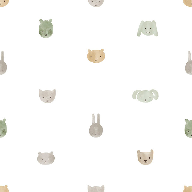 Nerijus Little Explorers 2 Happy Heads Wallpaper Roll, Green