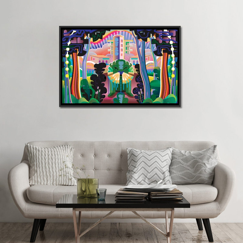 « kudzu », impression sur toile, H 18 po x l 26 po x P 1,5 po, Toile avec cadre noir, Pas de tapis