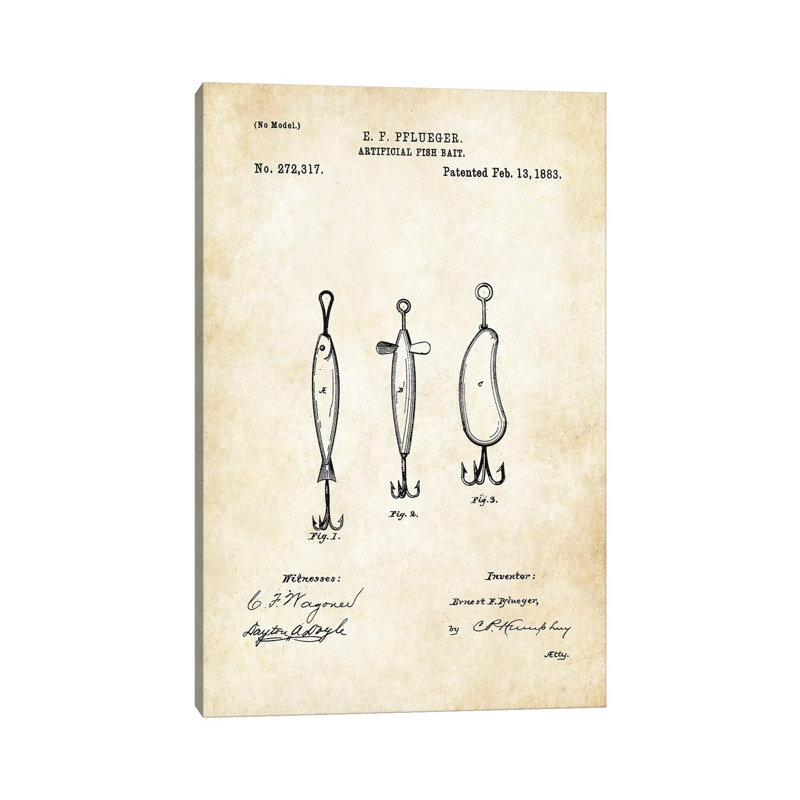 " Antique Fishing Lure " by Patent77, 40" H x 26" W x 1.5" D