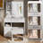 Left Drawer Desktop Makeup Vanity Table With LED Lights And Stool-2083044284