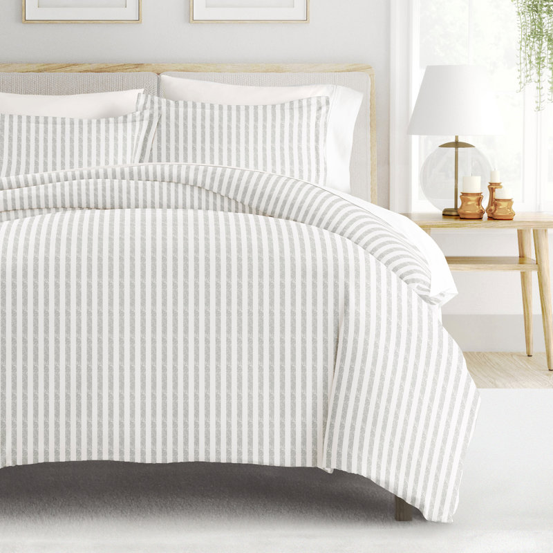 Ensemble de housse de couette à rayures larges vieillies Becky Cameron, Housse de couette double / grand + 2 taies décora