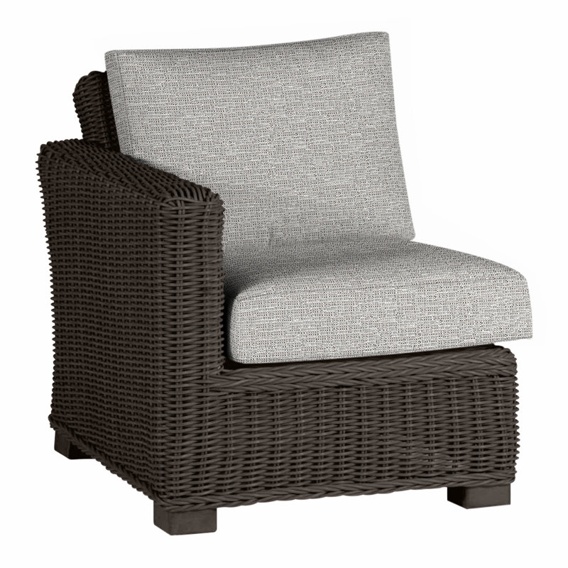 Canapé modulaire d'extérieur en résine tressée rustique N-Dura, Pas de soudure, Noyer noir, Caramel tweed