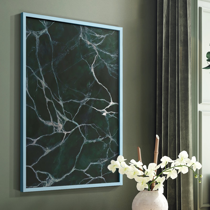 Jade Marble I, reproduction encadrée - bois massif, Noir, H 14 po x l 11 po