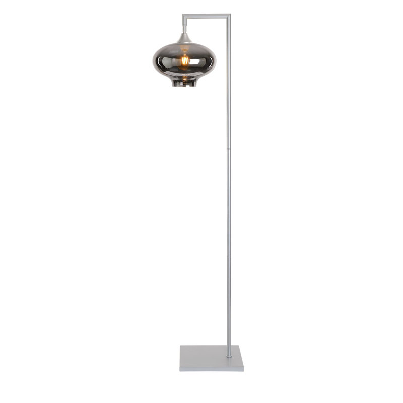 Aeson 155cm Arched Floor Lamp, Silver, Silver