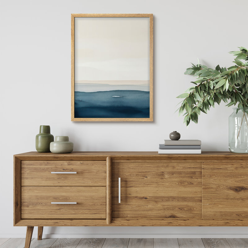 Reproduction d'art encadrée abstraite pour décoration intérieure moderne - 8 po x 10 po, H 10 po x l 8 po, Naturel