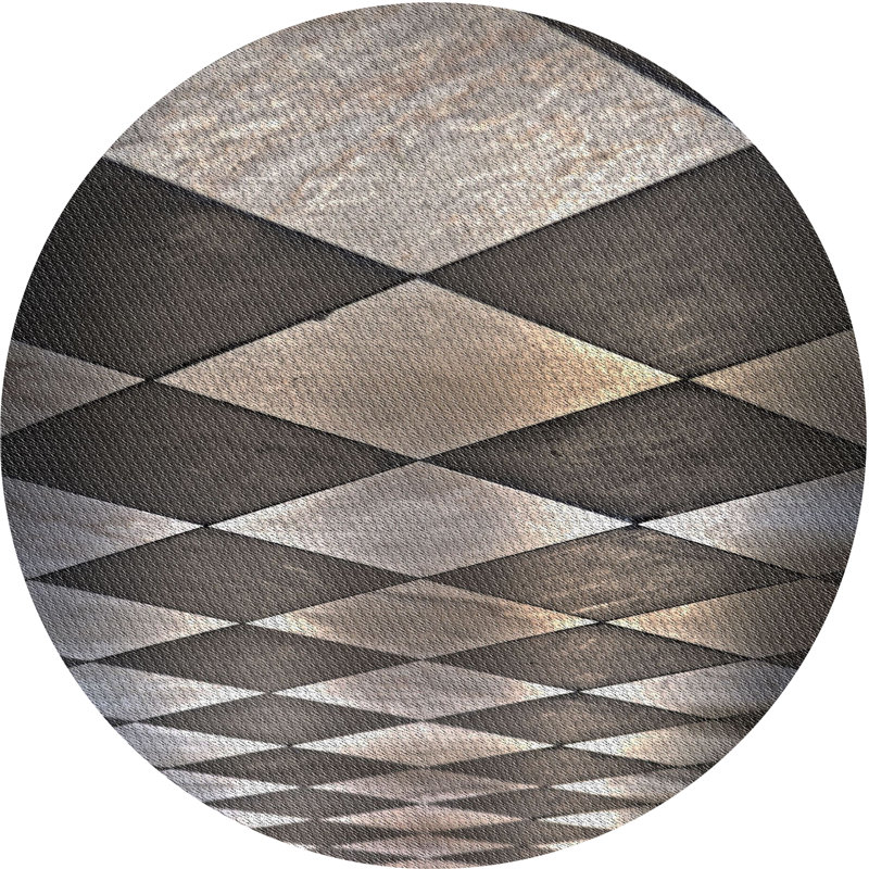 Tapis géométrique brun / gris, Rond 6 pi